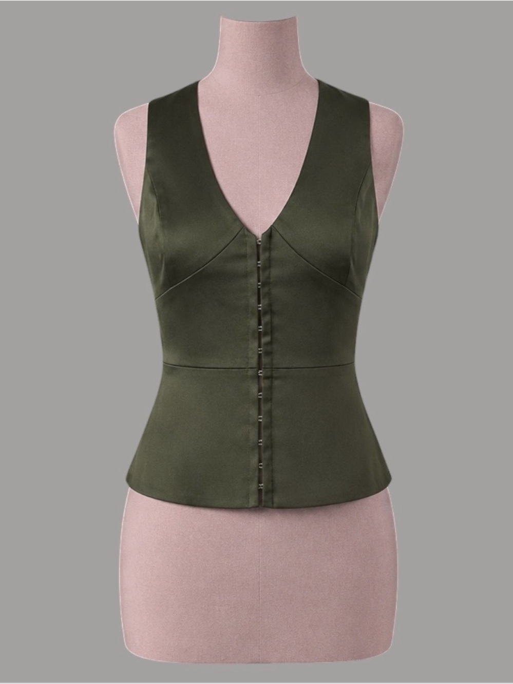 Aritzia TEN Canape Satin Top in Dark Olive